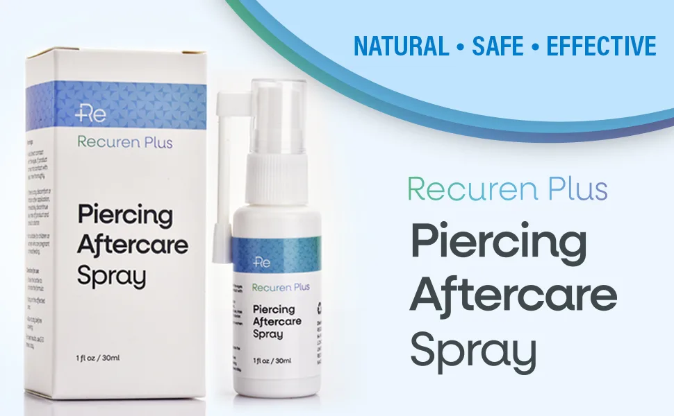Recuren Plus Piercing Aftercare Spray, Piercing Cleaner, Wound Wash and Fine Mist Piercing Spray for Piercing Bumps, Keloid Bump 30ml - Recuren Plus Piercing Aftercare Spray