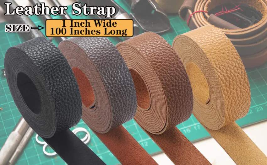 Picheng Lychee Pattern Leather Strap 1 Inch Wide 100 Inches Long, Leather Belt Strips Very Suitable for Pet Collars, Traction Ropes,Belts, Keychains DIY Craft Projects (Brown) - product information 2