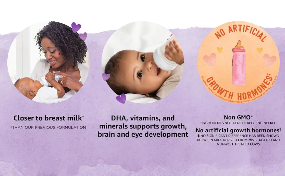 Amazon Brand - Mama Bear Gentle Baby Formula Milk-Based Powder with Iron, Complete Nutrition, Easy to Digest, 21.5 Ounce - key features graphic