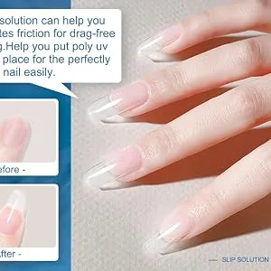 Morovan Slip Solution Poly Gel Big 8Oz 240ML Extension Nail Gel Slip Solution With Brush Anti-stick Gel Liquid Solution Bottle Cap as A Cup Poly Gel Solution Liquid Easy DIY Gel Solution at Home Clear - slip solution