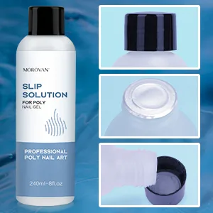 Morovan Slip Solution Poly Gel Big 8Oz 240ML Extension Nail Gel Slip Solution With Brush Anti-stick Gel Liquid Solution Bottle Cap as A Cup Poly Gel Solution Liquid Easy DIY Gel Solution at Home Clear - slip solution