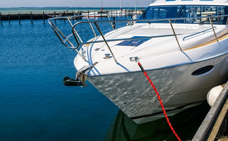 Bungee Dock Line Boat Accessories - Pontoon, Jet Ski, Kayak Accessories with 316 Stainless Steel Clip Red 4ft & 6ft - boat ropes for docking with loop