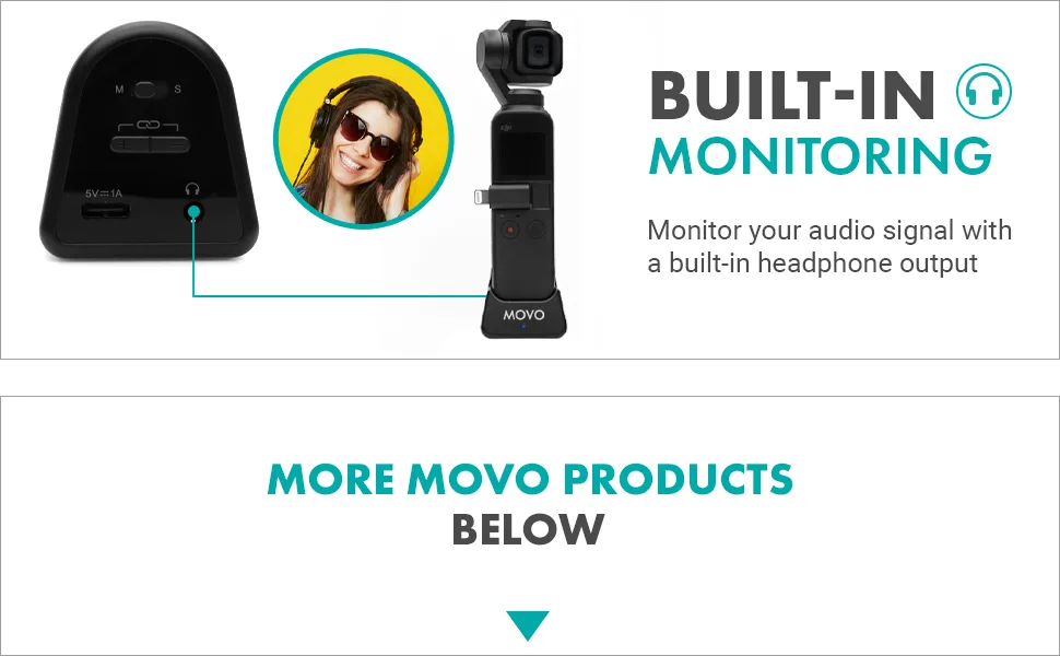 Movo Edge-OP Wireless Lavalier Microphone for Osmo Pocket 1 and 2 - Wireless Clip-on Lapel Mic, Transmitter, and Receiver Set for Video, Vlogging, Filming - Movo