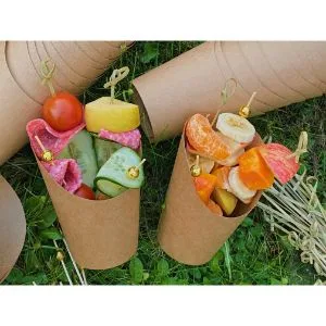 50 Cups + 200 Picks Kraft Charcuterie Cups with Cocktail Picks (2 Types) - Disposable Brown Paper Appetizer Cups - by CUSINIUM - product information 3