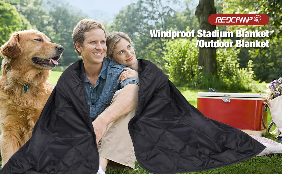 REDCAMP Large Camping Blanket with Sherpa Lining, Cold Weather Warm Outdoor Blanket Windproof for Camping Stadium, Machine Washable 59"x 79" 59"x 79" Black - product information 1