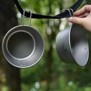 Boundless Voyage Camping Titanium Sierra Bowl Cup with Handle Lid 350ml/520ml Outdoor Hiking Portable Mug Tableware (2 Pcs (350ml+520ml)) - product information 6