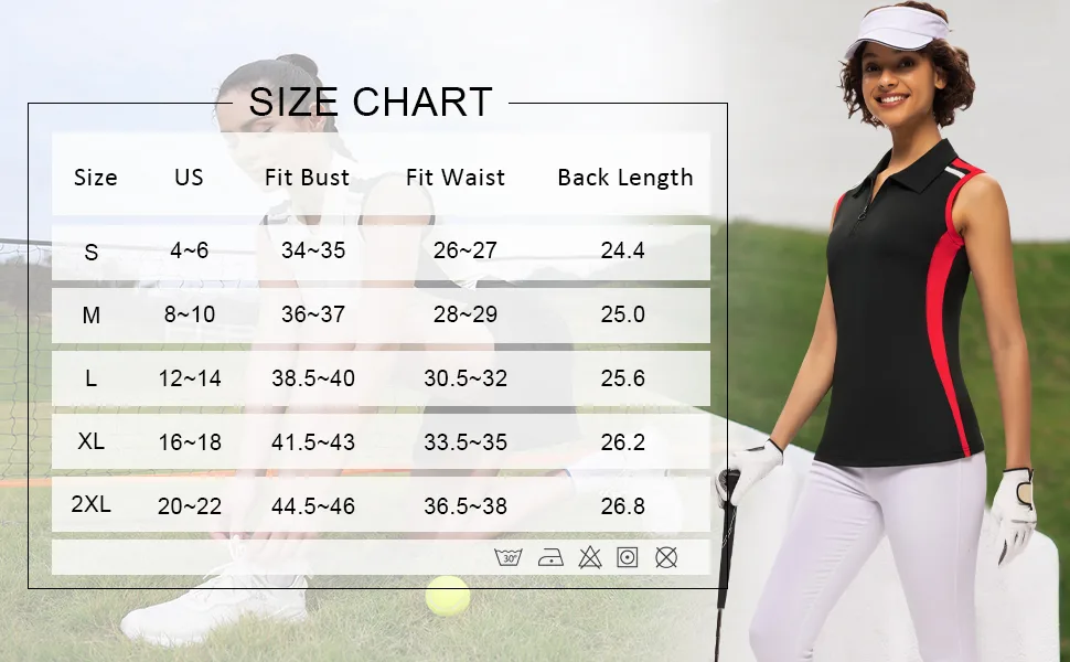 JACK SMITH Womens Sleeveless Golf Polo Shirt with Zip Collared Shirts for Women Quick Dry Dark Pink Large - size chart
