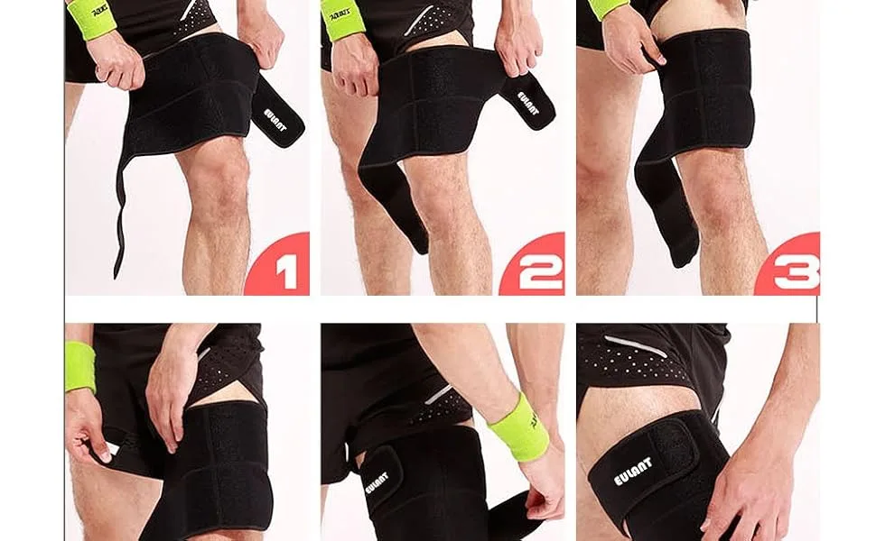 Hamstring Compression Sleeve, Thigh Brace Support with Anti-Slip Silicone Strips, Hip Brace for Sciatica Pain Relief, Prevent Leg Sprains, Strains, Workouts, Sports Recovery, Thigh Hamstring Compression Support Wrap for Women Men - product information 4