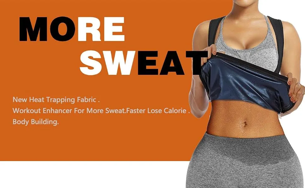 BODYSUNER Sauna Sweat Vest Workout Tank Top Waist Trainer for Women Compression Workout Enhancing Vest Blue Small/Medium - sweat vest