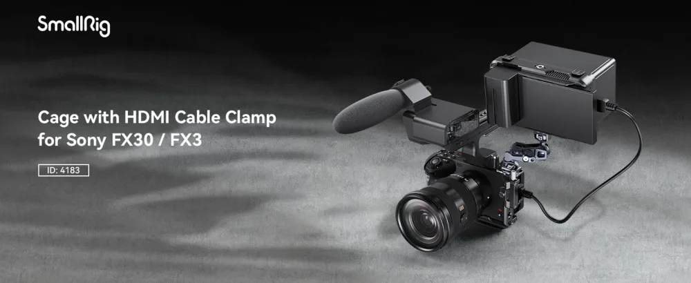 SmallRig Cage for Sony FX30 FX3 with HDMI Cable Clamp, Classic Bright Black Surface, Included Cold Shoe and NATO Rail, Modular Design Compatible with Original XLR Handle - 4183 - 4183
