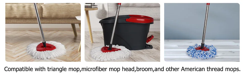 Qulable Spin Mop Replacement Handle - 4-Section 30" to 58" Mop Handle Replacement Stick Compatible with O-Ceda Spin Mop, EasyWring Mop Handle for Floor Cleaning Mop Handle - Red - mop replace handle