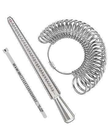 Accmor Ring Sizer Tool Including Ring Mandrel & Ring Sizer Guage, 4 Sizes Ring Measurement Stick Metal Mandrel & Finger Sizing Measuring Tool Set for Jewelry Making Measuring Silver Mandrel, Silver Guage - product information 10