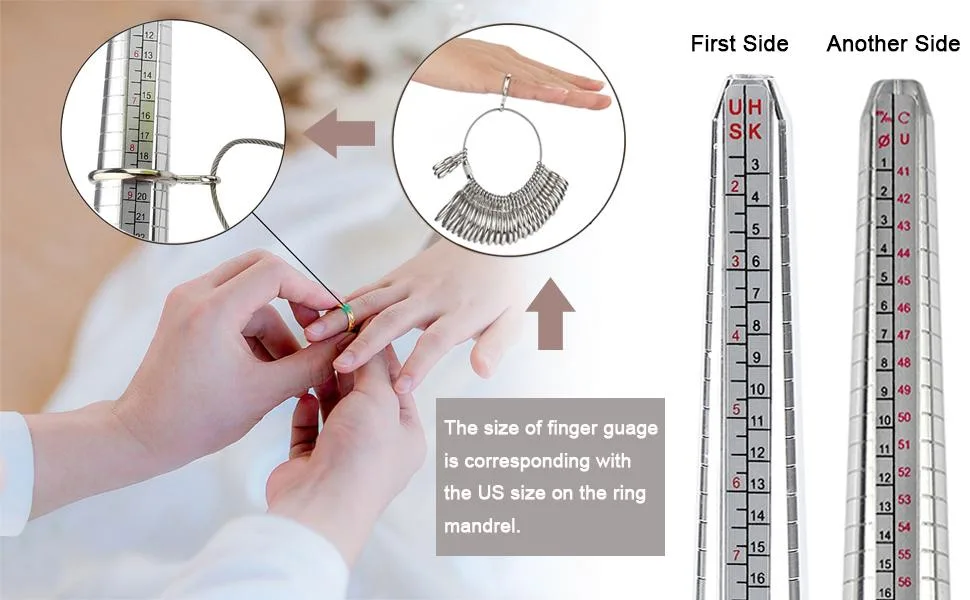 Accmor Ring Sizer Tool Including Ring Mandrel & Ring Sizer Guage, 4 Sizes Ring Measurement Stick Metal Mandrel & Finger Sizing Measuring Tool Set for Jewelry Making Measuring Silver Mandrel, Silver Guage - product information 16