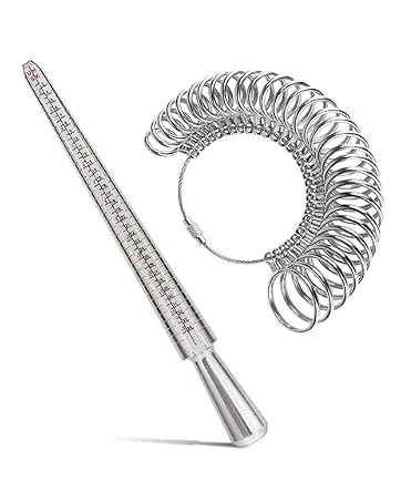 Accmor Ring Sizer Tool Including Ring Mandrel & Ring Sizer Guage, 4 Sizes Ring Measurement Stick Metal Mandrel & Finger Sizing Measuring Tool Set for Jewelry Making Measuring Silver Mandrel, Silver Guage - product information 8