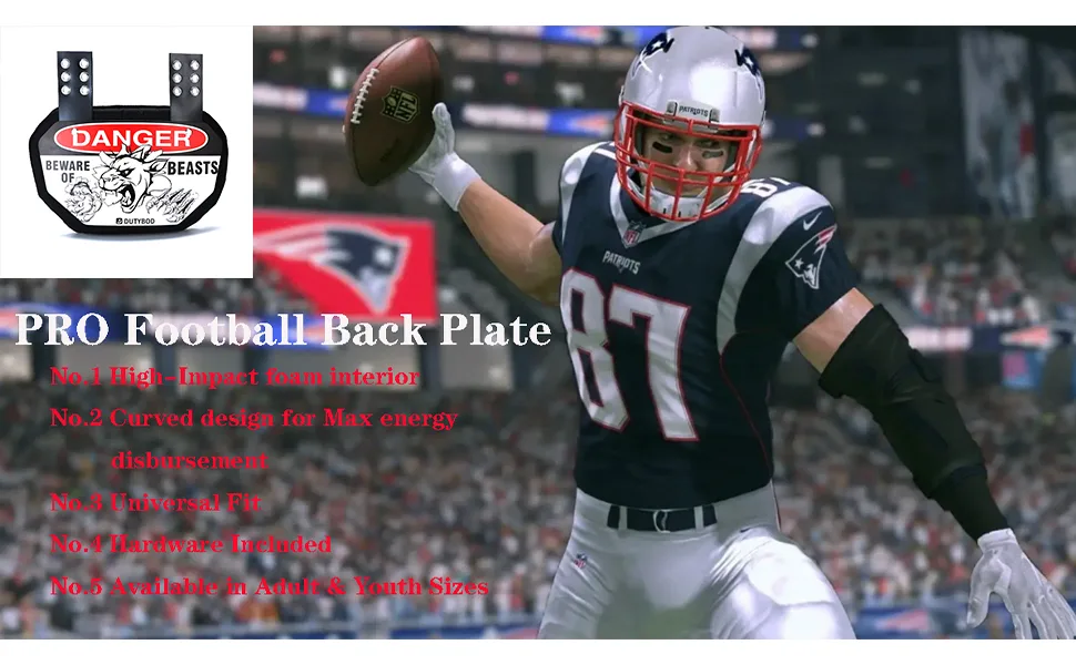 Football Back Plate DUTYBOD Lower Back/Rear/Back Bone Protector Shield Backplate for Youth & Adult - Curved Design for Max Energy Disbursement