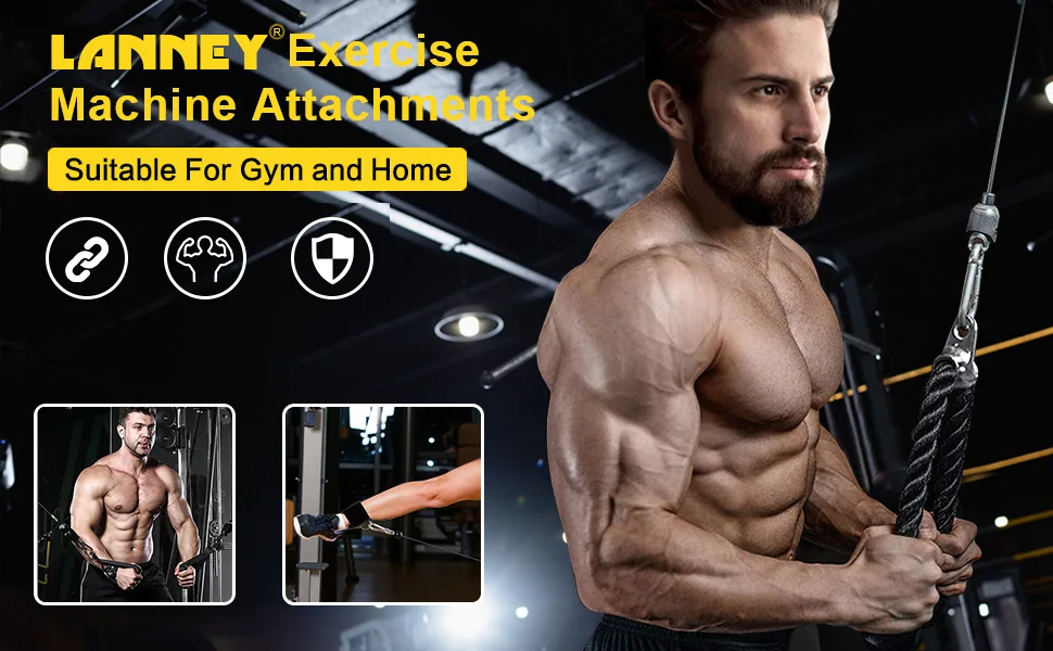 Tricep Rope Cable Machine Attachment, 35" Triceps Pull Down Rope LAT Pulldown Attachments, Home Gym Accessories Set with Resistance Bands Handle, Ankle Straps, Carabiner, Wrist Wraps for Exercise black - cable machine attachment tricep rope