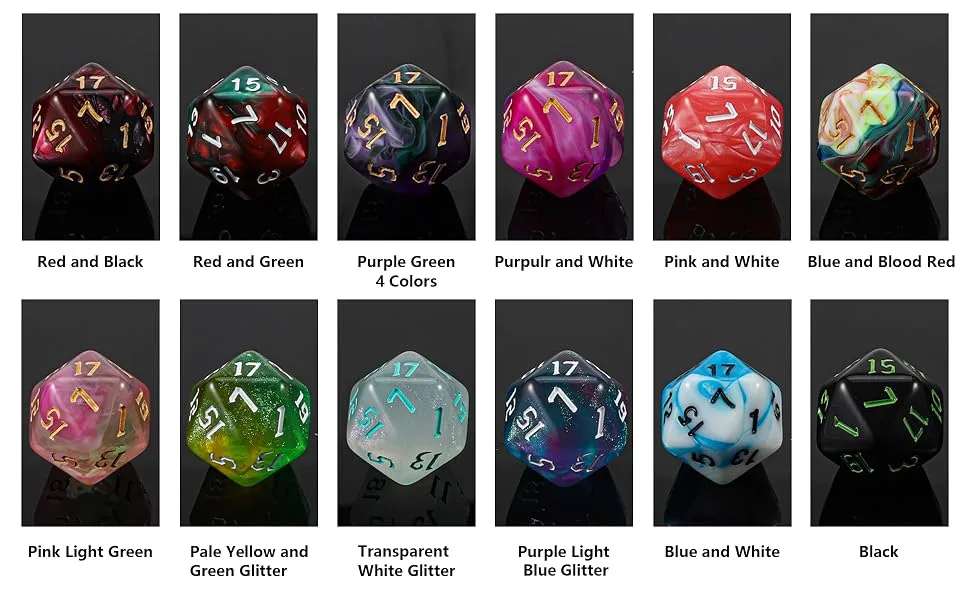 QMAY DND Dice Set -D&D Polyhedral Dice (7 Pcs) for Dungeons and Dragons (Pure Black) - 7 PCS DICE