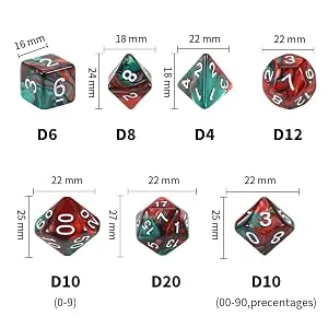 QMAY DND Dice Set -D&D Polyhedral Dice (7 Pcs) for Dungeons and Dragons (Pure Black) - Dice Size