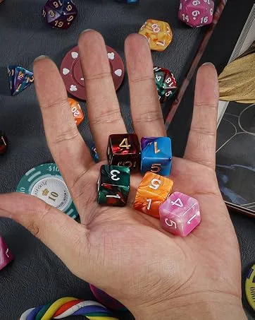 QMAY DND Dice Set -D&D Polyhedral Dice (7 Pcs) for Dungeons and Dragons (Pure Black) - Hold in hand