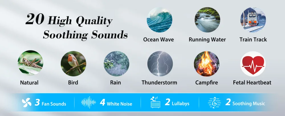 Jack & Rose White Noise Machine for Adults, Adults Sound Machine with Backlight Button & Fabric Design, Travel Sound Machine for Sleeping - product information 6