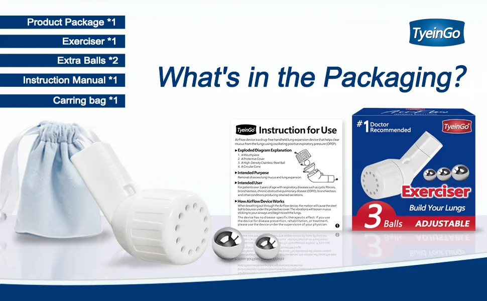 Breathing Exercise Device for Lungs, Natural Mucus Clearance and Lung Expansion Device, Improve Breathing and Health - Lung Expansion Device