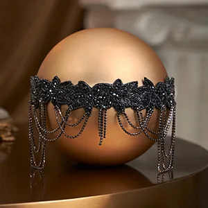 BABEYOND 1920s Flapper Headpiece Headband Great Gatsby Chain Headband for Women (Black) - product information 17