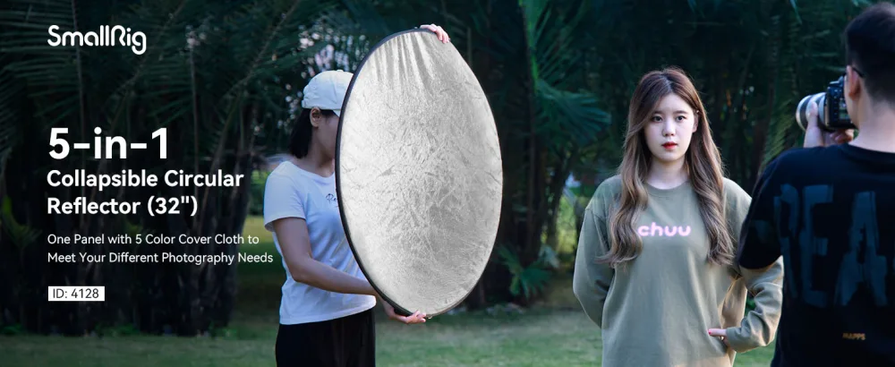 SmallRig 32" (80cm) Photography Reflector 5-in-1 Collapsible Circular Light Reflector, Translucent, Silver, Gold, White and Black, with Carrying Bag - 4128 32inch/80cm - 4128