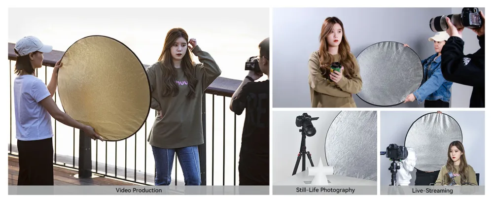 SmallRig 32" (80cm) Photography Reflector 5-in-1 Collapsible Circular Light Reflector, Translucent, Silver, Gold, White and Black, with Carrying Bag - 4128 32inch/80cm - 4128