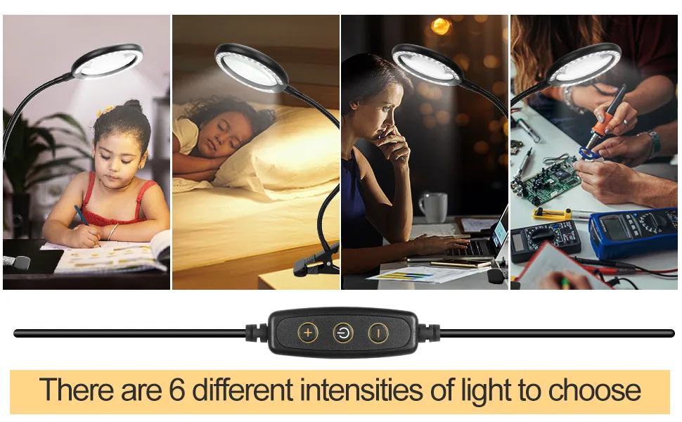 LED Magnifying Lamp with Clamp, Raweao 3X Lighted Hands Free Magnifying Glass with Light for Reading, Seniors, Hobbies, Craft - magnifying
