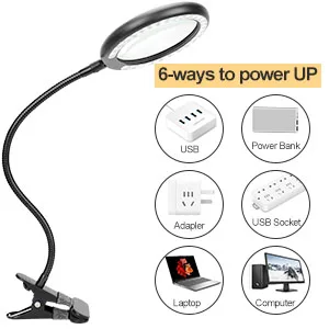 LED Magnifying Lamp with Clamp, Raweao 3X Lighted Hands Free Magnifying Glass with Light for Reading, Seniors, Hobbies, Craft - magnifying glass for reading