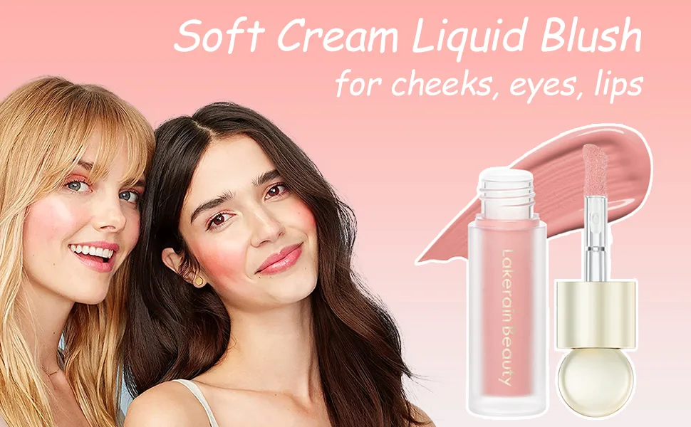 Liquid Blush, Soft Cream Blush Makeup, Lightweight & Natural Matte Appearance, Long Lasting All Day, Velvet Texture, Smooth and Delicate, for Cheeks Eyes Lips (#02-Lucky) - liquid blush