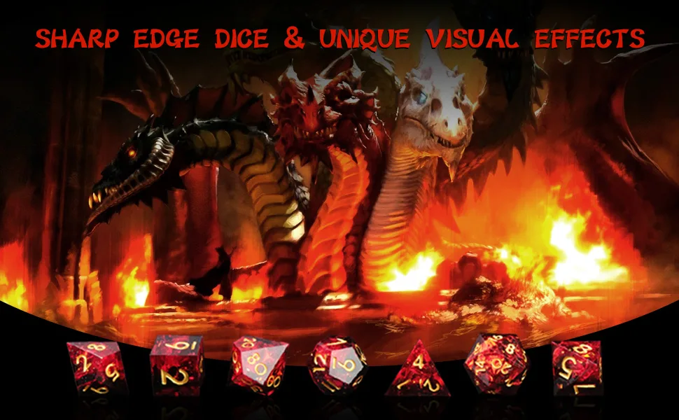 Sharp Edge DND Dice Set Handmade 7 Accessories Dice for Dungeons and Dragons TTRPG Games, Multi-Sided RPG Polyhedral Resin Sharp Edge Dice Roleplaying Games Shadowrun Pathfinder MTG Blue Red - product information 2