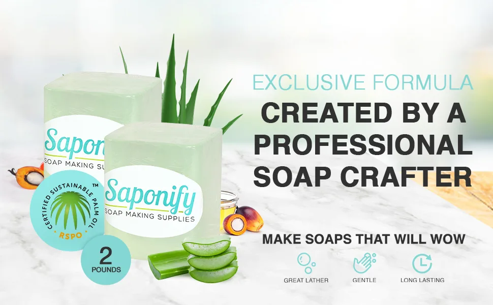 Saponify - 2Lb Ultra Clear Soap Base, Unscented Base, Easy to Use Glycerin Soap Base for Soap Making 2 lb ultra clear - aloe melt and pour soap base