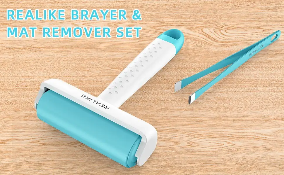 REALIKE Brayer Roller & Mat Tweezers Remover Set Craft Stamping Brayer Tools for Cricut/Silhouette/Brother Crafting Printmaking - product information 1