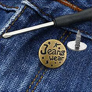 Jeans Buttons Replacement, Instant No Sew Buttons for Pants with Tool,17MM Metallic 17MM - product information 2