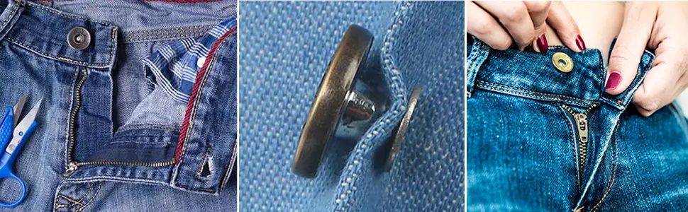 Jeans Buttons Replacement, Instant No Sew Buttons for Pants with Tool,17MM Metallic 17MM - product information 8