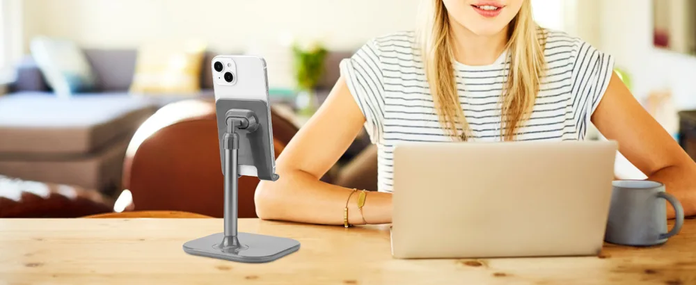 Doboli Cell Phone Stand, Phone Stand for Desk,Phone Holder Stand Compatible with iPhone and All Mobile Phones Tablet Space Gray - product information 6