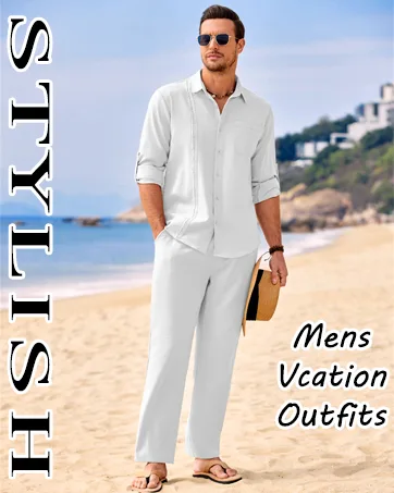 COOFANDY Men's 2 Piece Linen Sets Casual Long Sleeve Button Down Cuban Shirt and Loose Pants Set Beach Vacation Outfits Large White - product information 4