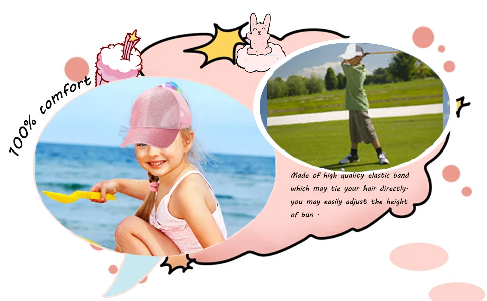 Glitter Distressed Mesh Girls Criss Cross Ponytail Hat for Kids High Messy Bun Ponycap Crisscross-black - product information 2