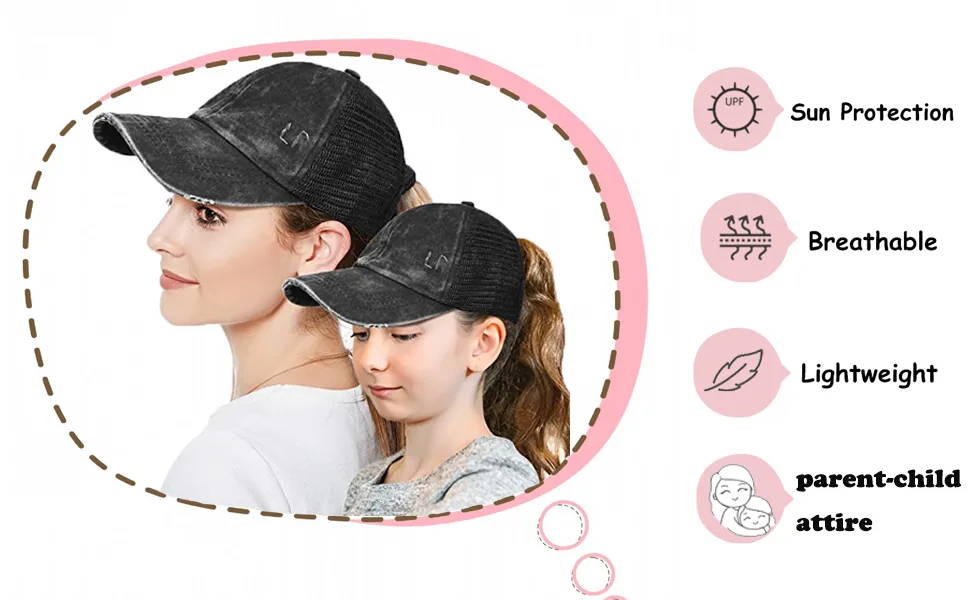 Glitter Distressed Mesh Girls Criss Cross Ponytail Hat for Kids High Messy Bun Ponycap Crisscross-black - product information 3