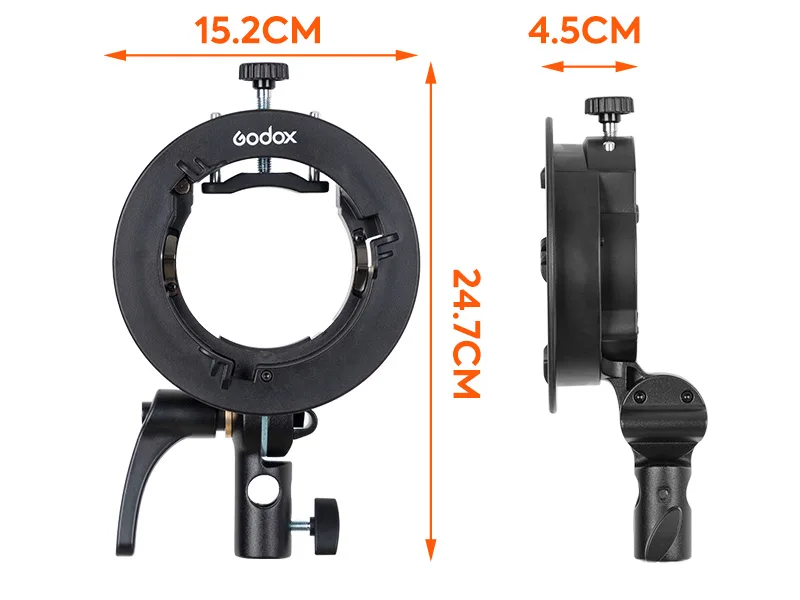 Godox S2 Speedlite S-Type Bracket Updated Version Bowens Mount for Godox V1 AD200Pro, AD200, AD300Pro, AD400Pro, V860II TT685 TT600 TT350 Series, Flexible Tilt Control, Large Handle - flash mount