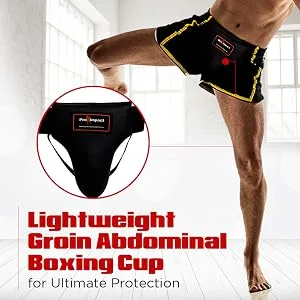 Pro Impact Boxing MMA Training Muay Thai Groin Abdominal Protector - Comfortable Ultimate Protection for Contact Sports - Perfect for Gym & Workout Use Red Red X-Large - product information 2