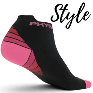 Physix Gear Sport Low Cut Socks Men & Women - Ankle Compression Running Socks with Arch Support Large-X-Large Black/Grey (2 Pairs) - low cut