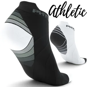 Physix Gear Sport Low Cut Socks Men & Women - Ankle Compression Running Socks with Arch Support Large-X-Large Black/Grey (2 Pairs) - low cut