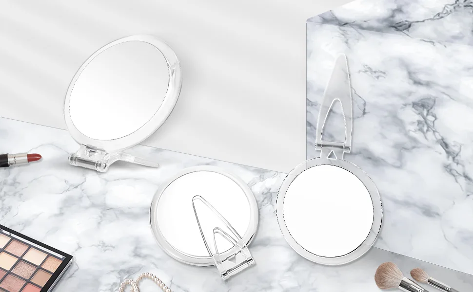 MIYADIVA Magnifying Mirror,30X Hand Mirror with Handle,Travel Magnifying Mirror with Double-Sided 1X/30X Magnification,5 in Handheld Magnifying Mirror,Foldable Makeup Mirrors as a Gift for Parents - 30x magnifying mirror