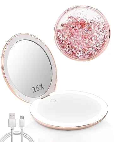 MIYADIVA Magnifying Mirror,30X Hand Mirror with Handle,Travel Magnifying Mirror with Double-Sided 1X/30X Magnification,5 in Handheld Magnifying Mirror,Foldable Makeup Mirrors as a Gift for Parents - magnifying mirror