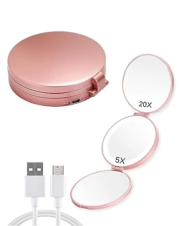 MIYADIVA Magnifying Mirror,30X Hand Mirror with Handle,Travel Magnifying Mirror with Double-Sided 1X/30X Magnification,5 in Handheld Magnifying Mirror,Foldable Makeup Mirrors as a Gift for Parents - magnifying mirror