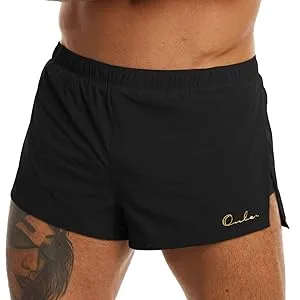 Ouber Men's Running Shorts with Liner 2'' Workout Shorts Bodybuilding Side Split Mesh Gym Shorts Grey Large - product information 10