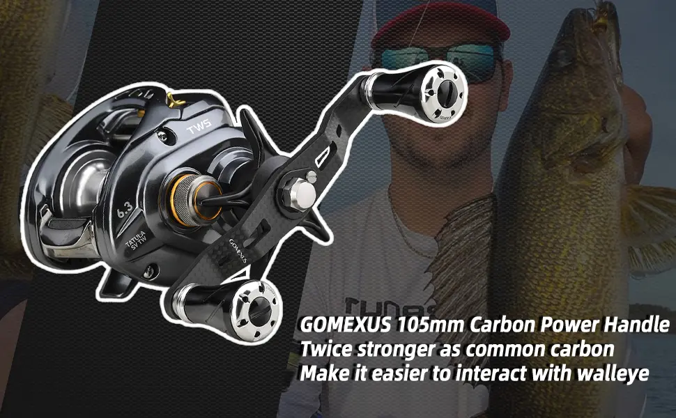 GOMEXUS Carbon Handle Compatible for Shimano Daiwa Baitcasting Reel with Sensitive Knob Red Sensitive knob 8x5 for Daiwa/Abu - crank handle