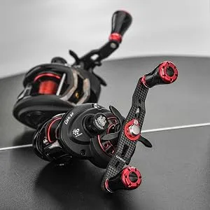 GOMEXUS Carbon Handle Compatible for Shimano Daiwa Baitcasting Reel with Sensitive Knob Red Sensitive knob 8x5 for Daiwa/Abu - DC105-A20BKRD